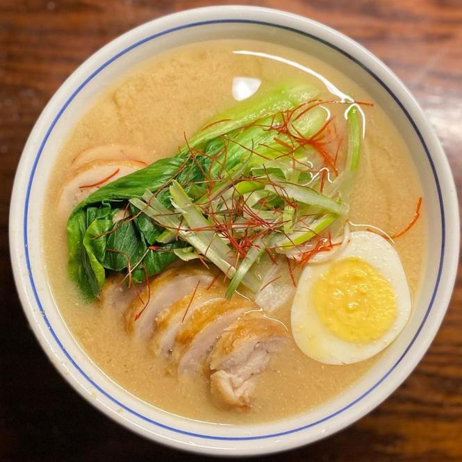 Joss ramen with chicken and egg.