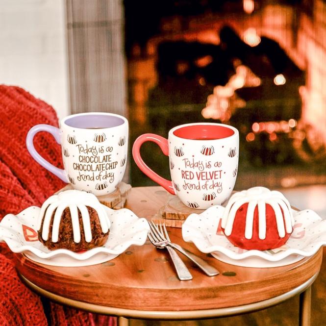 Chocolate Chip and Red Velvet bundlets by the fire.