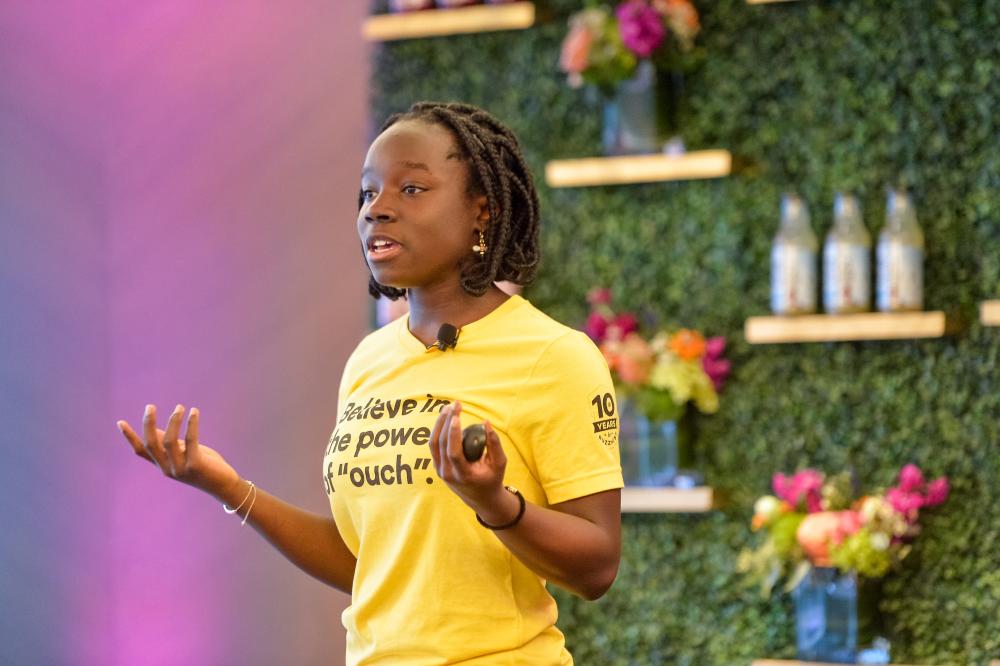 Mikaila Ulmer of Me and The Bees Lemonade speaking at Visit Austin event