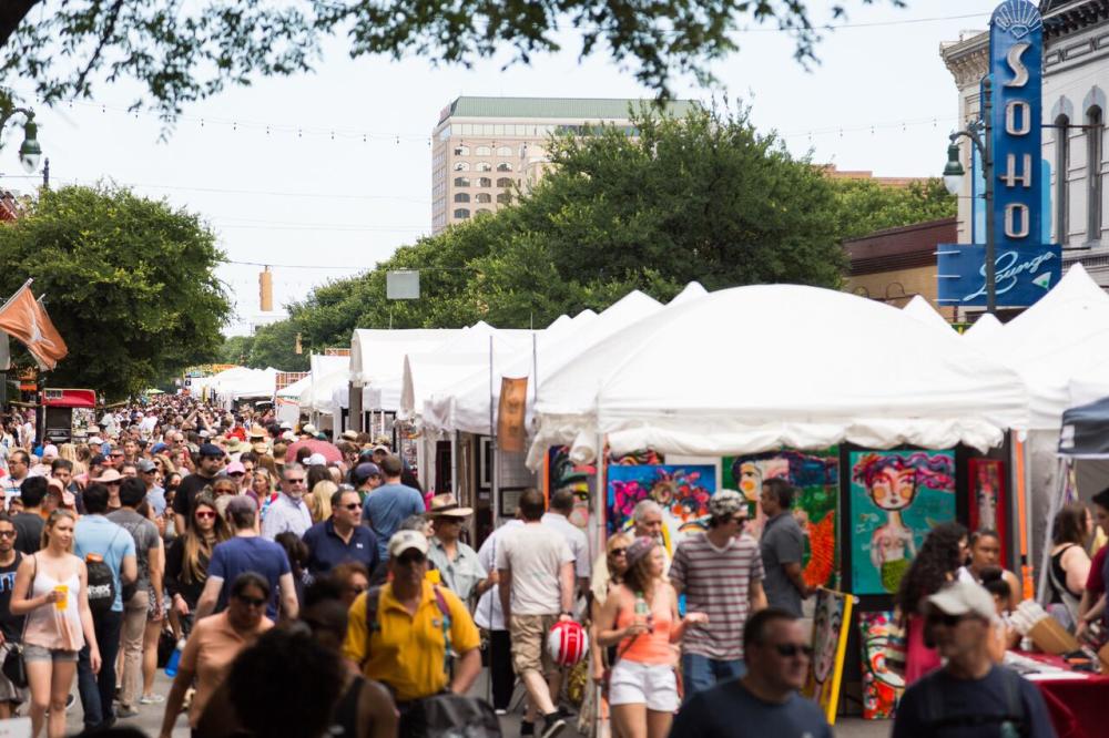 Crowd at Spring Pecan Street Festival on Sixth Street