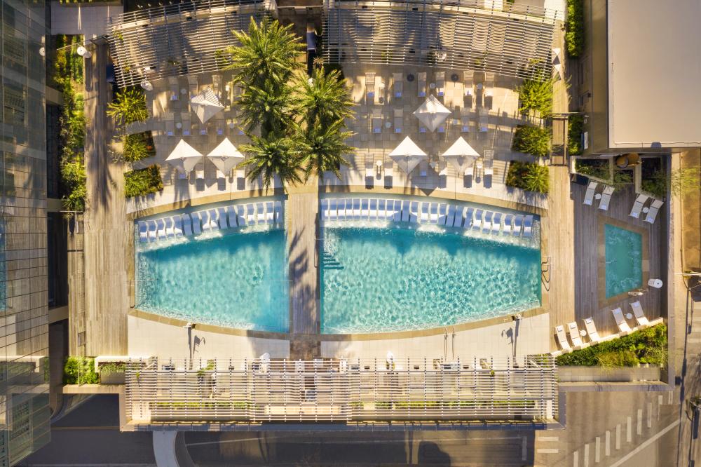 overhead view of the Pool at the Fairmont hotel in Austin Texas