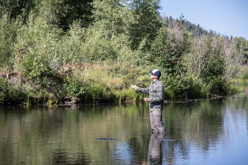 Man fly fishing in a river