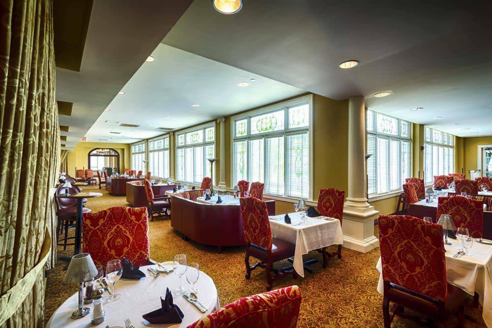 Dining area of the upscale restaurant 1875: The Steakhouse in the French Lick Springs Hotel