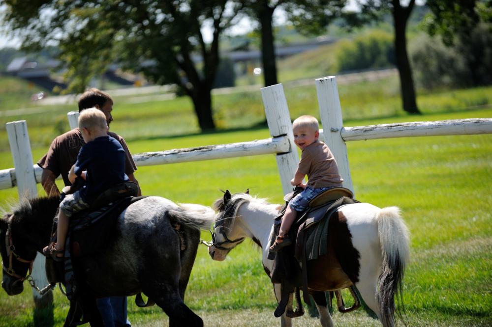 Kids riding ponies at Dan Patch Stables