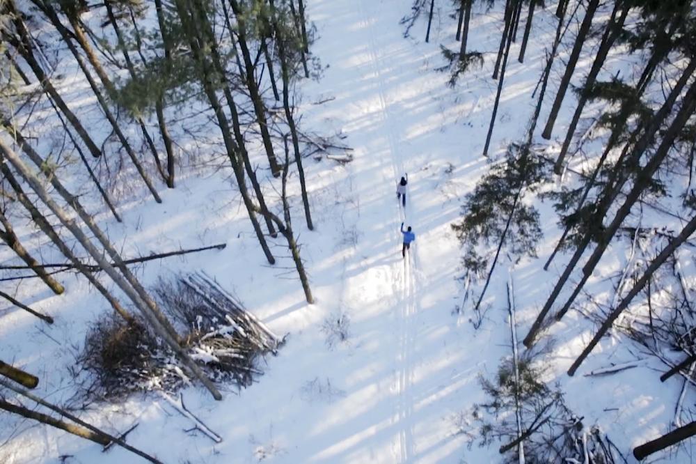 Winter in Lake Geneva_Cross Country Skiing_Aerial View