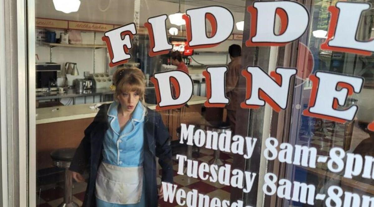 A scene from "The Abomination of Frankenstein" is filmed at Fiddle's Diner in Bownsville.
