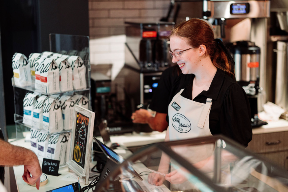 Bitty & Beau's team member at cash register