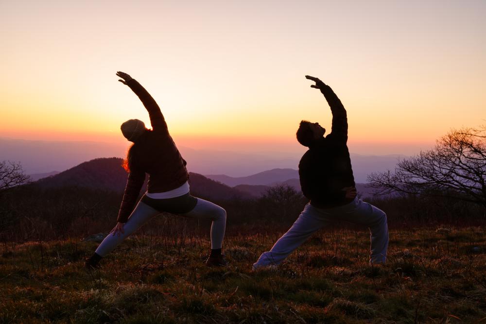 Yoga on a mountaintop near Asheville, NC