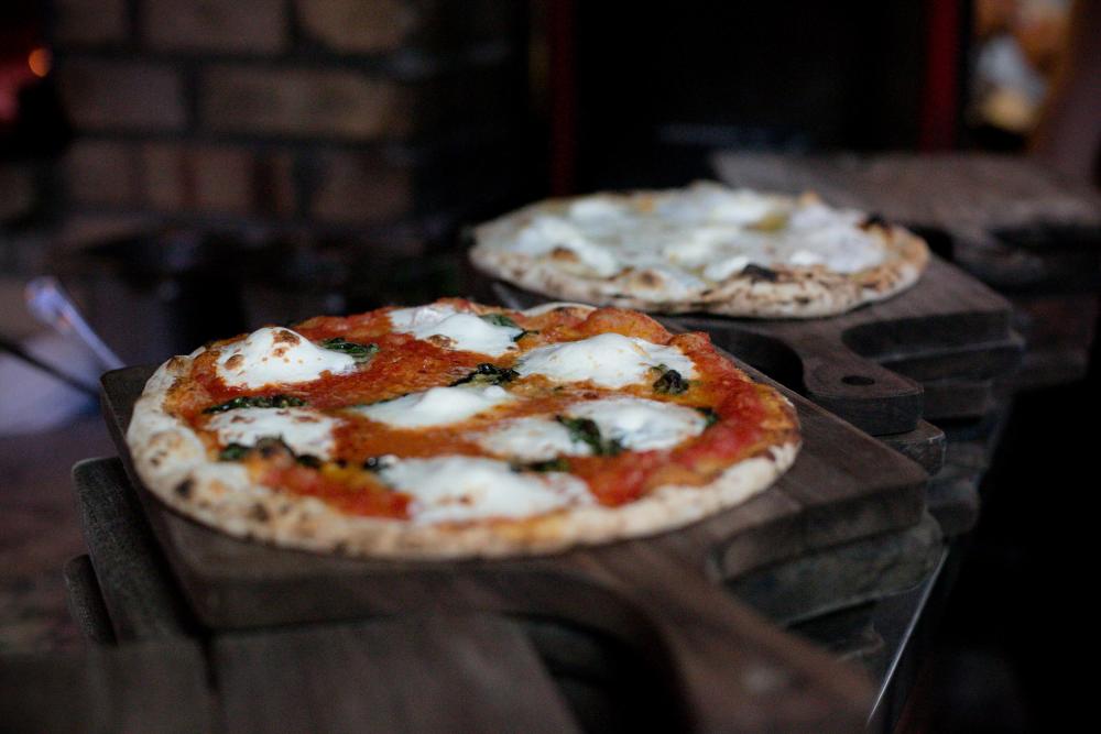 Two pizzas from the Backspace in Austin Texas