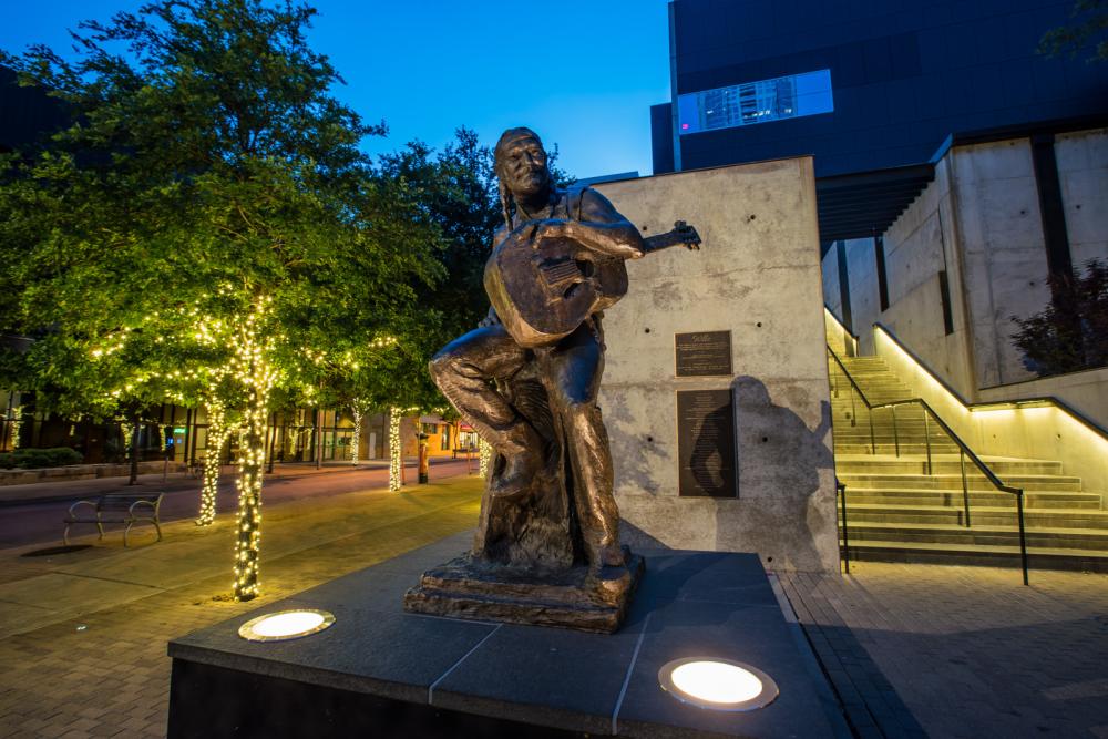 Willie Nelson Statue at ACL Live at the Moody Theater in the 2ND Street District in austin texas