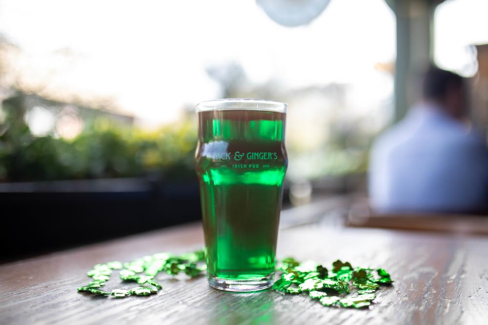 A view of River Street during St. Patricks Day, from our Patio