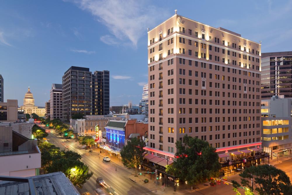 Exterior of Royal Sonesta Stephen F. Austin Hotel on Congress Avenue.