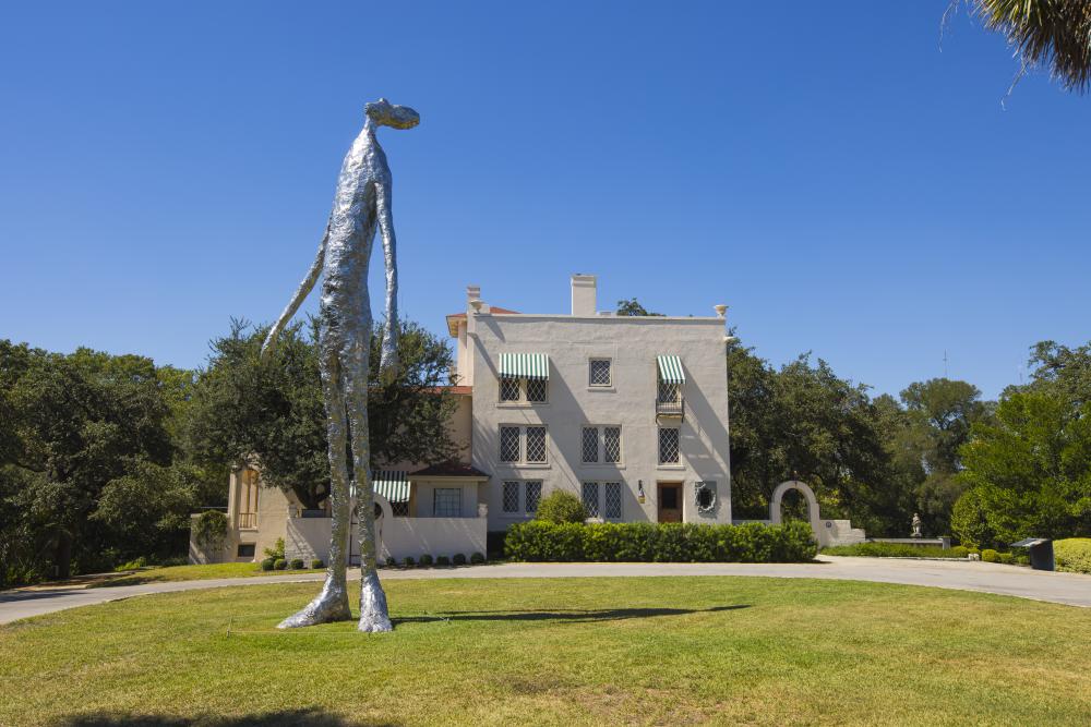 Image of a large metallic statue on the grounds at The Contemporary at Laguna Gloria