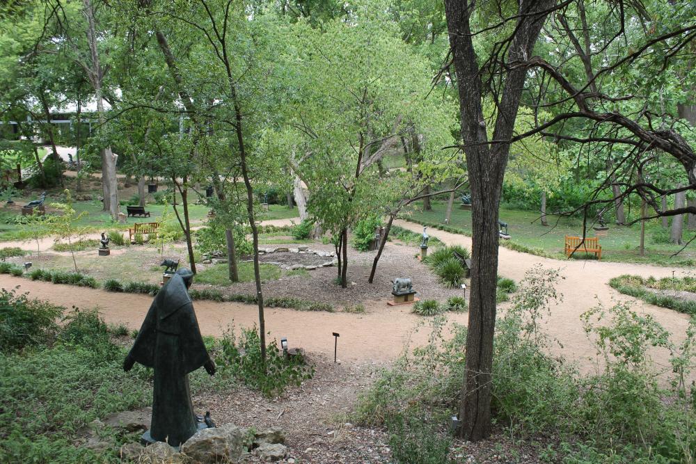 Gravel pathways at UMLAUF Sculpture Garden and Musuem in Austin Texas