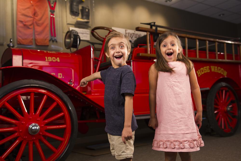 Bastrop Museum Kids with Antique Firetruck