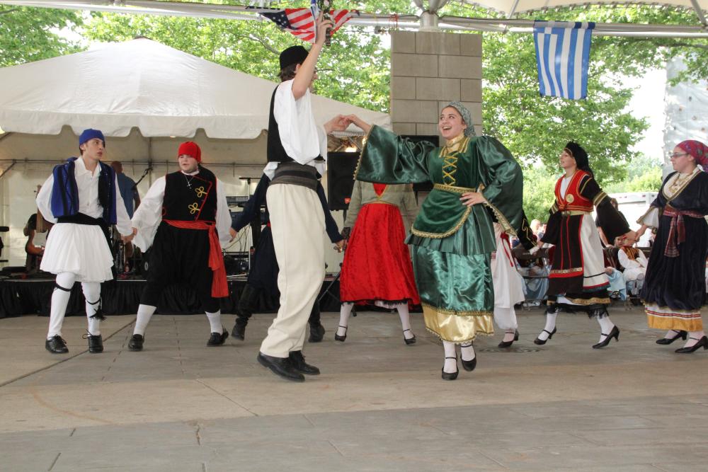 greek festival dancers in costumes