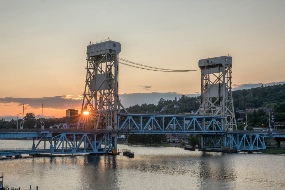 Portage Lake Lift Bridge sunset