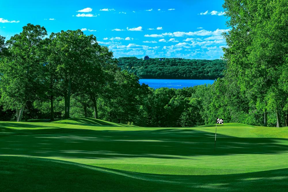 Abbey Springs Golf Course hole overlooking Geneva Lake.