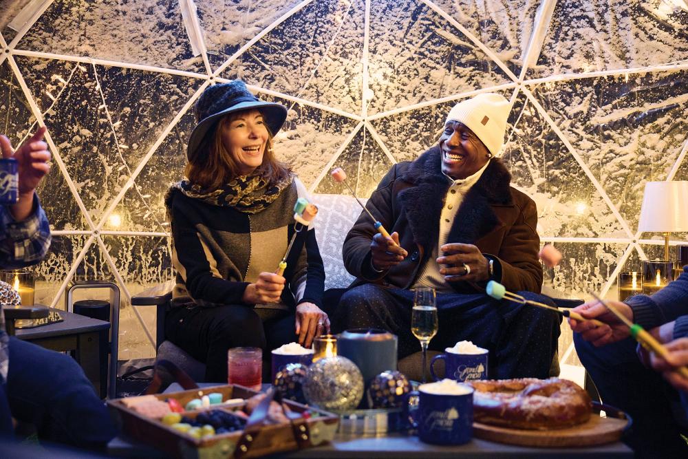 Donald Driver enjoying an igloo at Grand Geneva Resort.