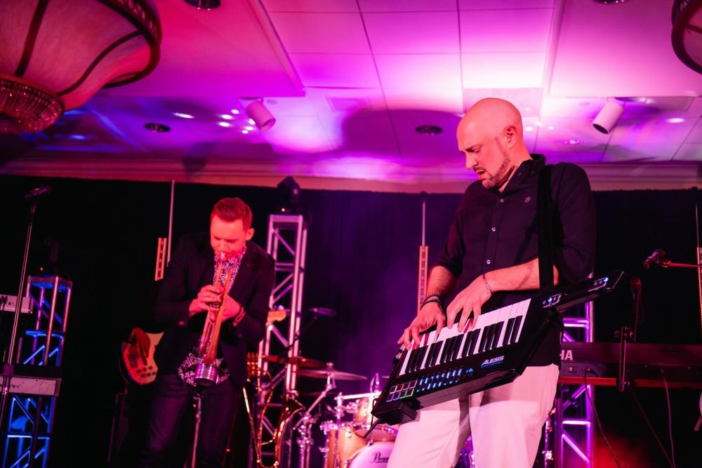 Performers on stage at Tracy Hamlin's Sweet Jazz Festival at Washington Dulles Airport Marriott in Loudoun County