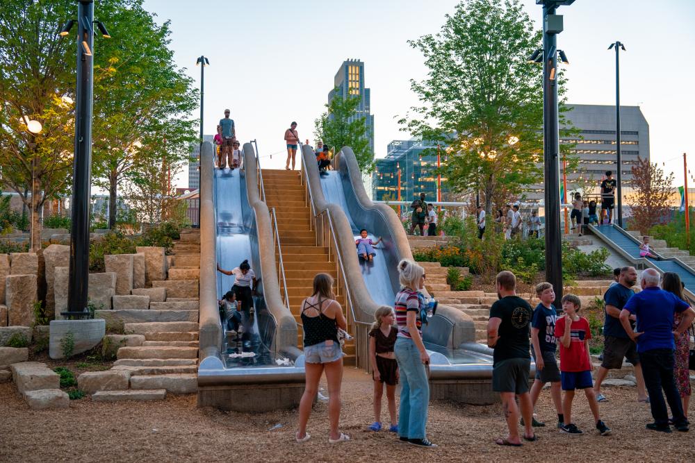 Slides in Gene Leahy Mall at The RiverFront