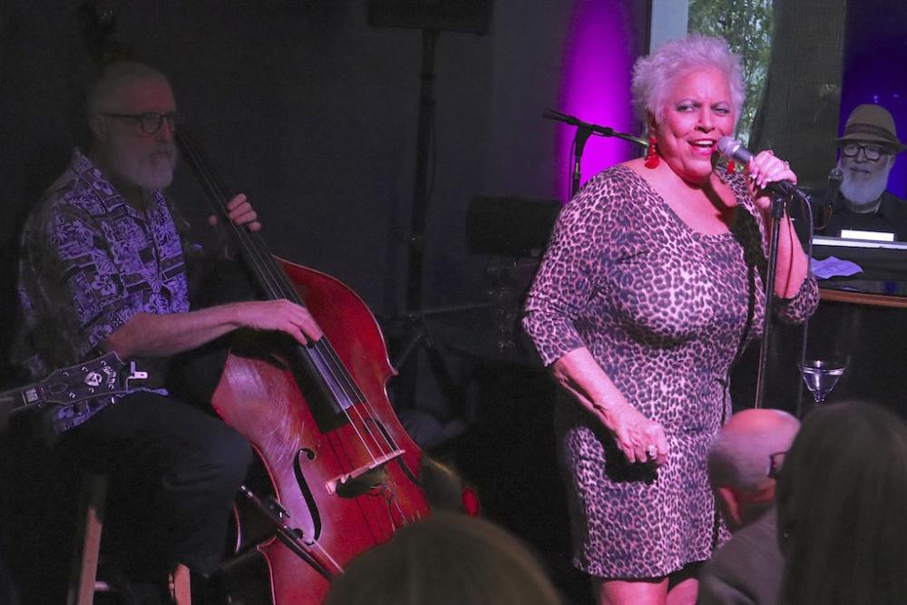 A woman singing jazz at Melvyn's in Palm Springs