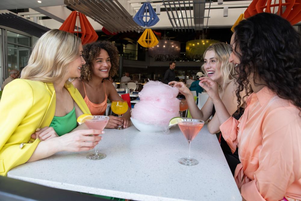 Girls having cotton candy at LuLu Bistro in Palm Springs