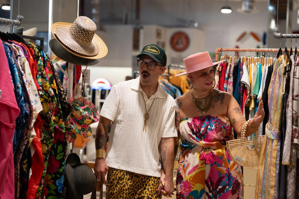Two people shopping at market market in Palm Springs