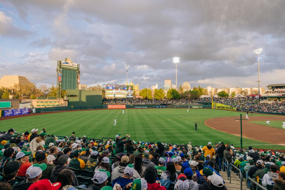 Fans enjoying an Athletics game at Sutter Health Park