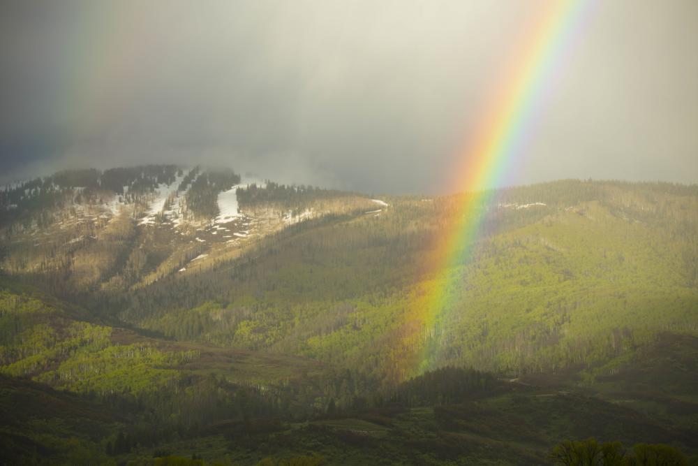 Rainbows are a common sighting in the spring time in Steamboat Springs, Colorado