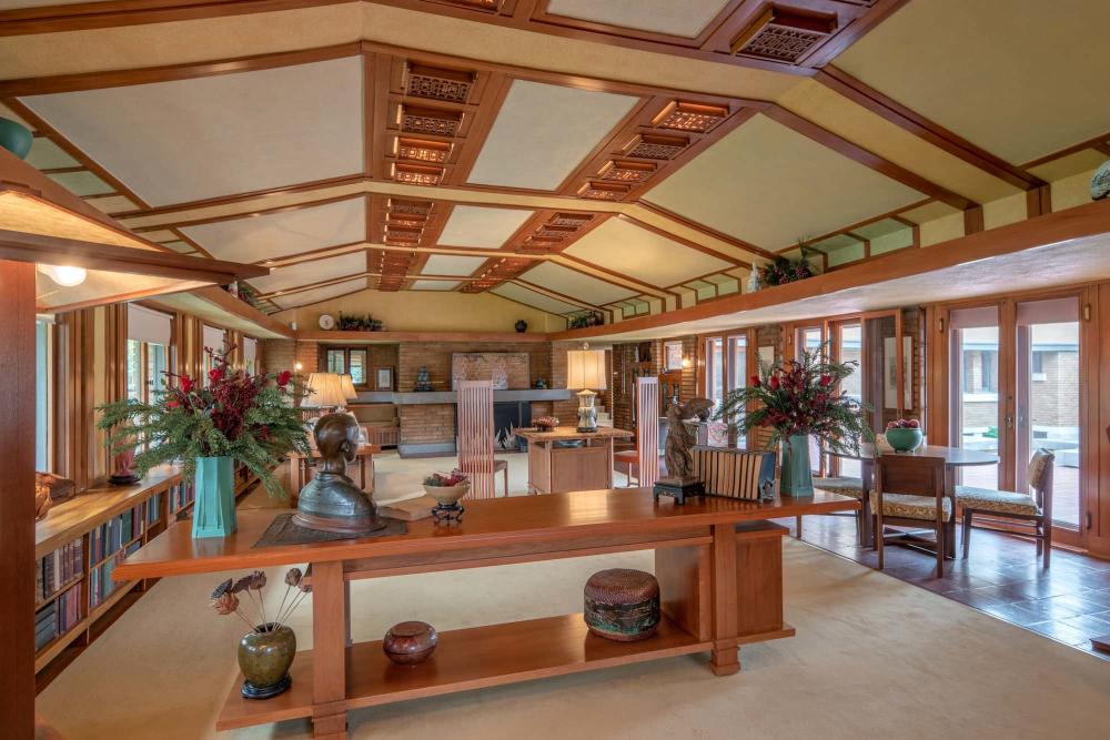 Living Room at Frank Lloyd Wright's Allen House in Wichita