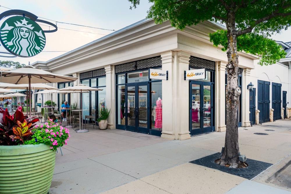 The exterior of Golden Gray Boutique at Market Street. Since moving locations, it now sits beside Starbucks.