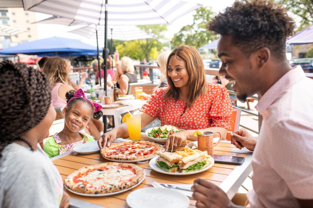Family dining outside