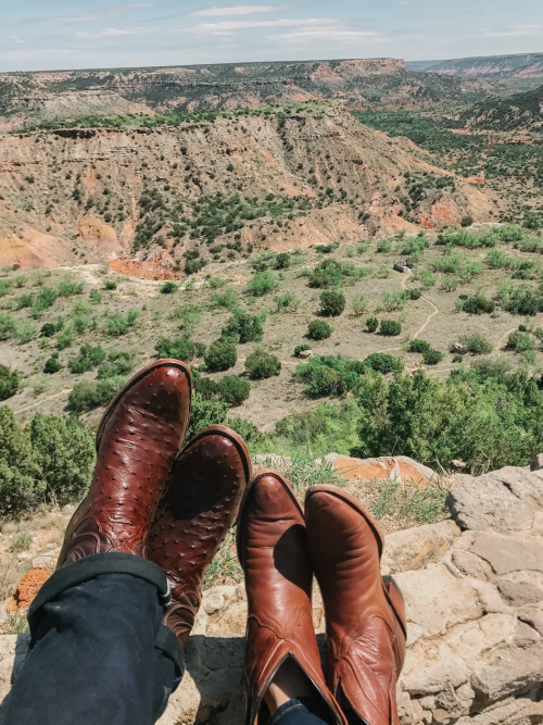 Palo Duro Canyon Overlook with Cowboy Boots in the foreground
