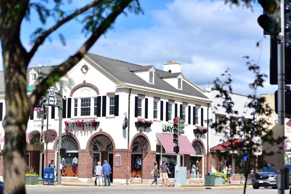 Downtown Lake Geneva, corner of Main and Broad streets.