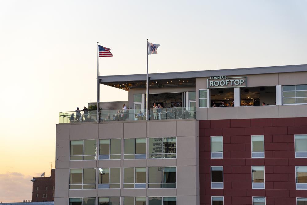 Guests enjoying Conner's Rooftop bar in downtown Fort Wayne