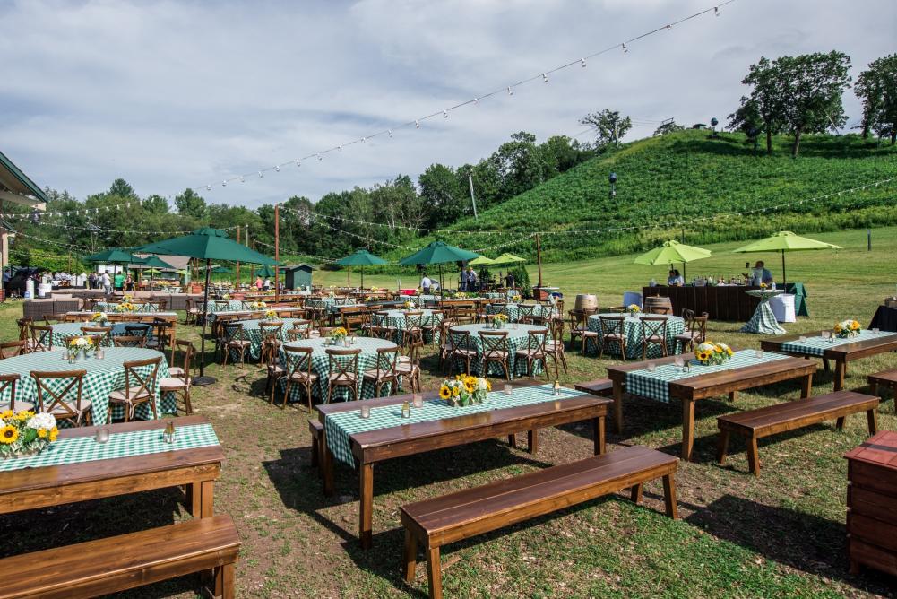 Picture of the chalet hilltop event and dining space at the Grand Geneva.