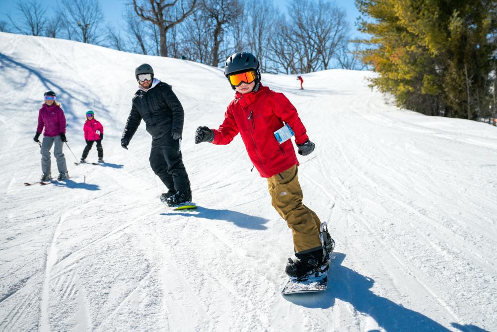 Boys skiing at Mountaintop Ski HIll