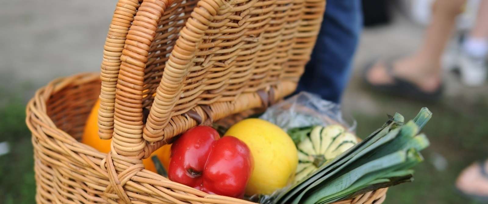 Basket Full Of Vegetables From A Farmers Market