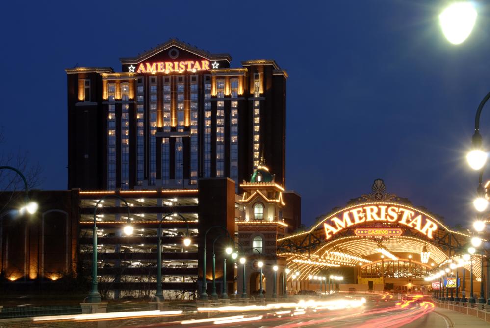Casino lit up at night