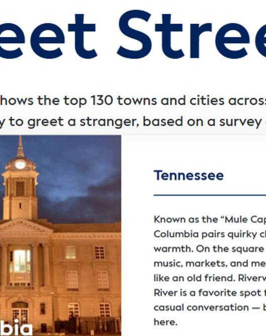 Greet Streets: The top 130 towns and cities across America where the locals are most likely to greet a stranger