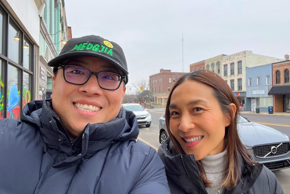 Leo and Kyunghee couple exploring Ypsilanti