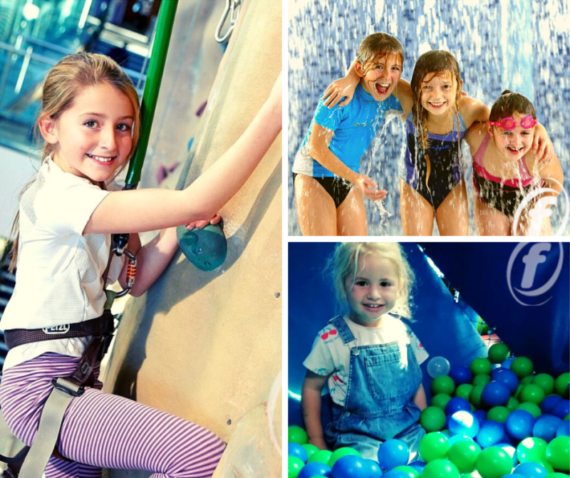 Child on a climbing wall.