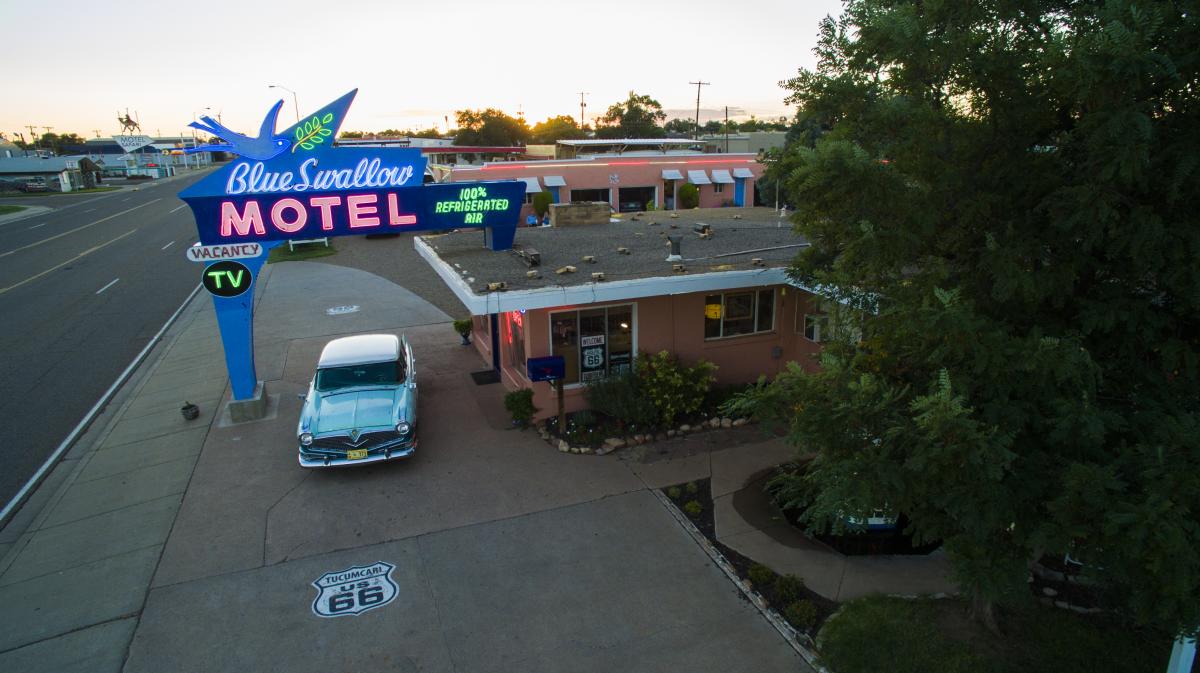 Route 66 Tucumcari Blue Swallow