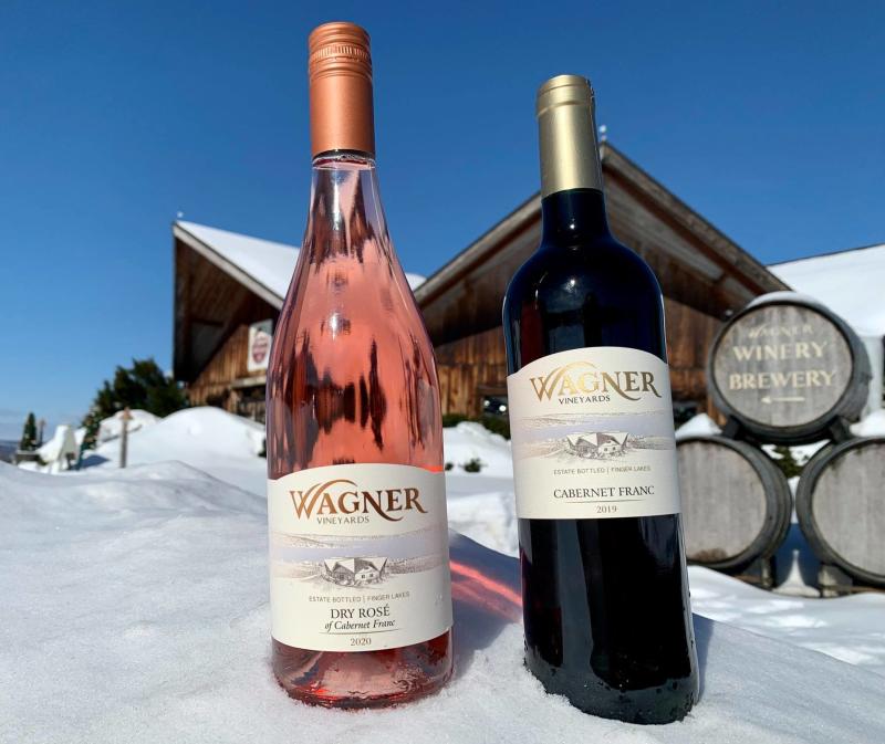 Wagner Vineyards wine in the snow