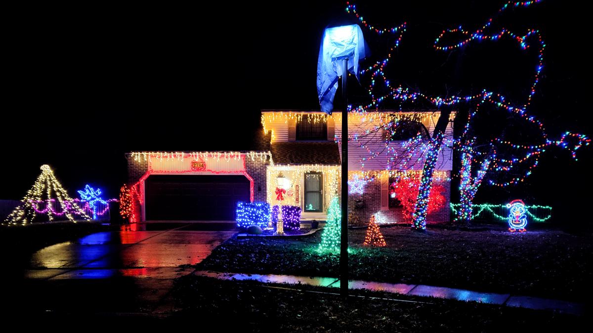 Holiday lights on display at 2734 Westmore Drive in Fort Wayne, Indiana.