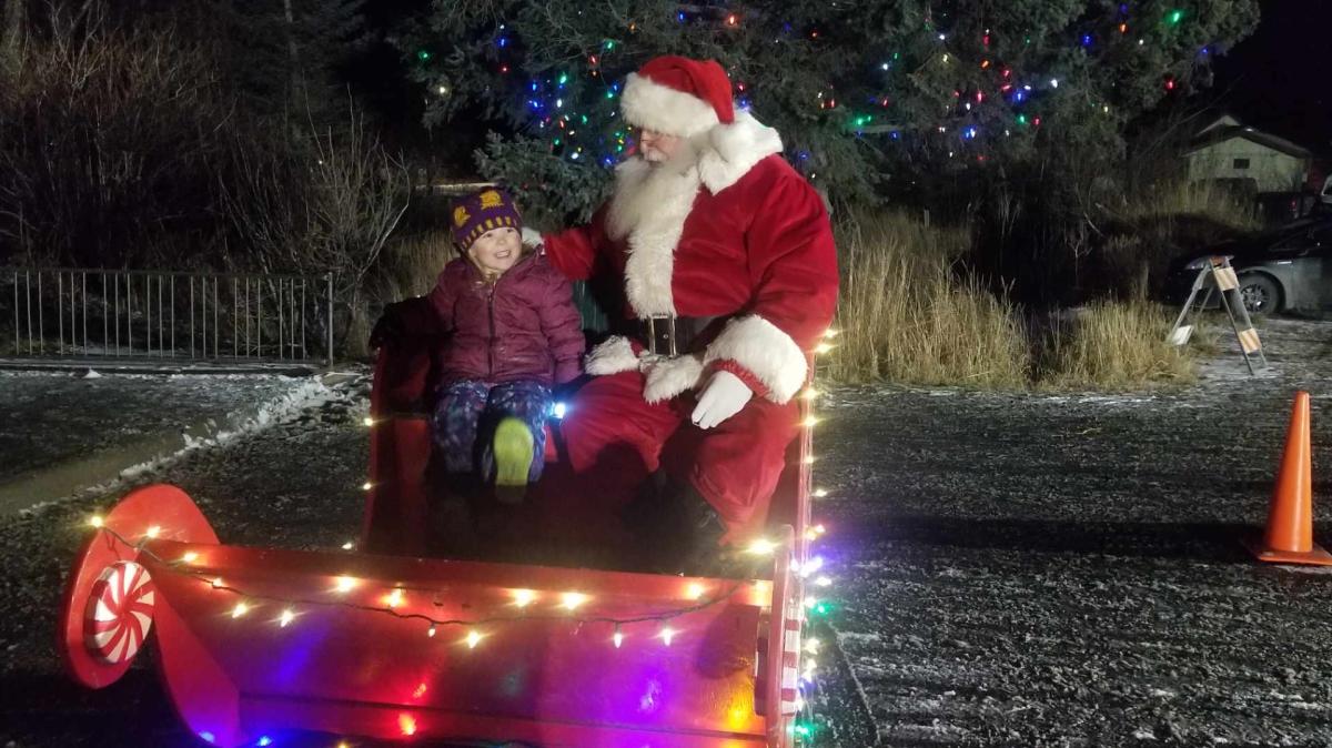 Santa Claus at the Annual Tree Lighting Ceremony 2022 in Homer Alaska at the Homer Chamber of Commerce