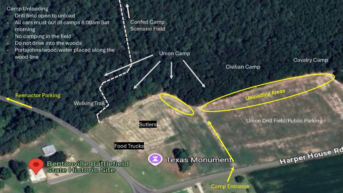 160th Bentonville Reenactment Union and Civilian Map
