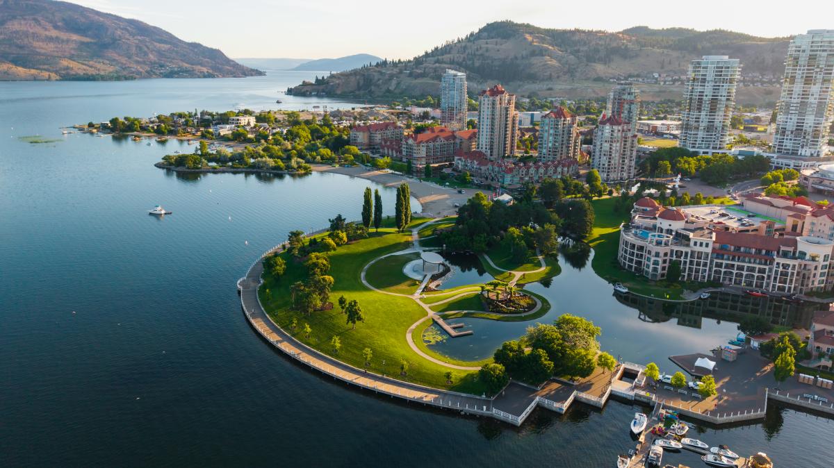 Downtown Kelowna During Summer Aerial 25