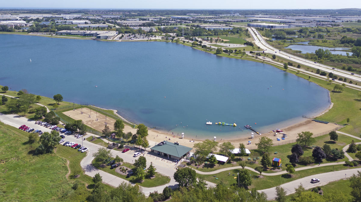 Drone Picture of Beach at Lake Andrea